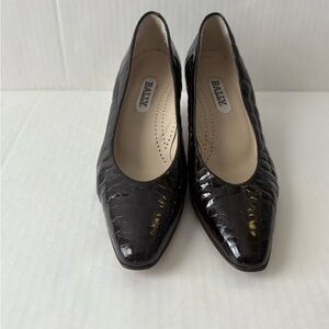 BALLY DIAN Pumps 9N Brown Patent Leather Crocodile Print Heels
